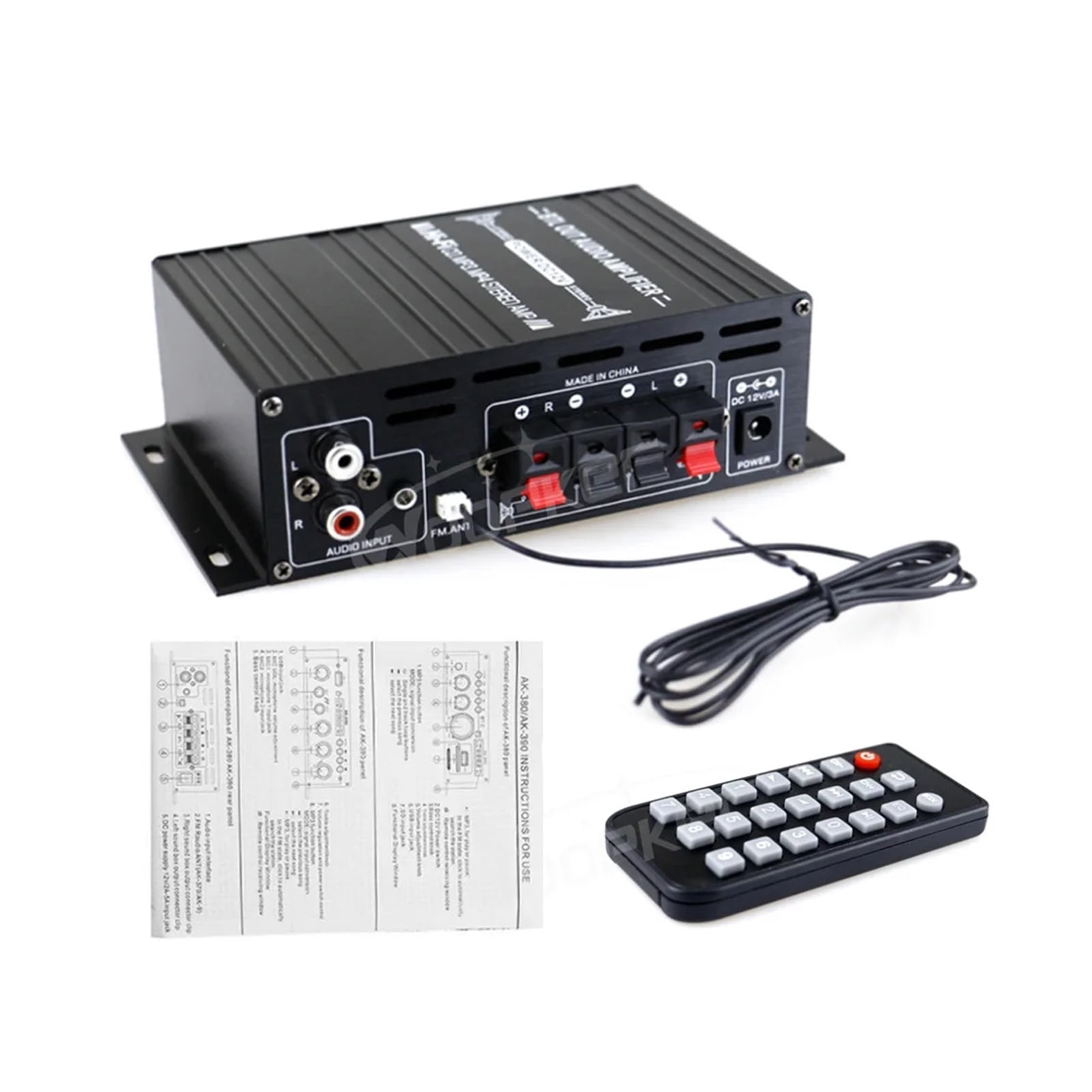 AK380 Digital Amplifier 800W Bluetooth Power AMP Hifi Bass FM Music Subwoofer Media Player Support USB AUX Input