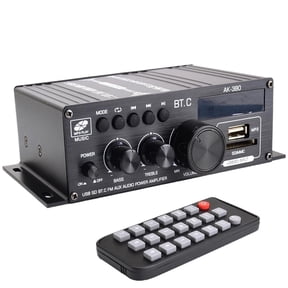 AK380 HIFI Amplifier Home Digital Channel 2.0 40W+40W Music Player Support FM USB SD Bass and Treble 12V3A ,Low Profile Design