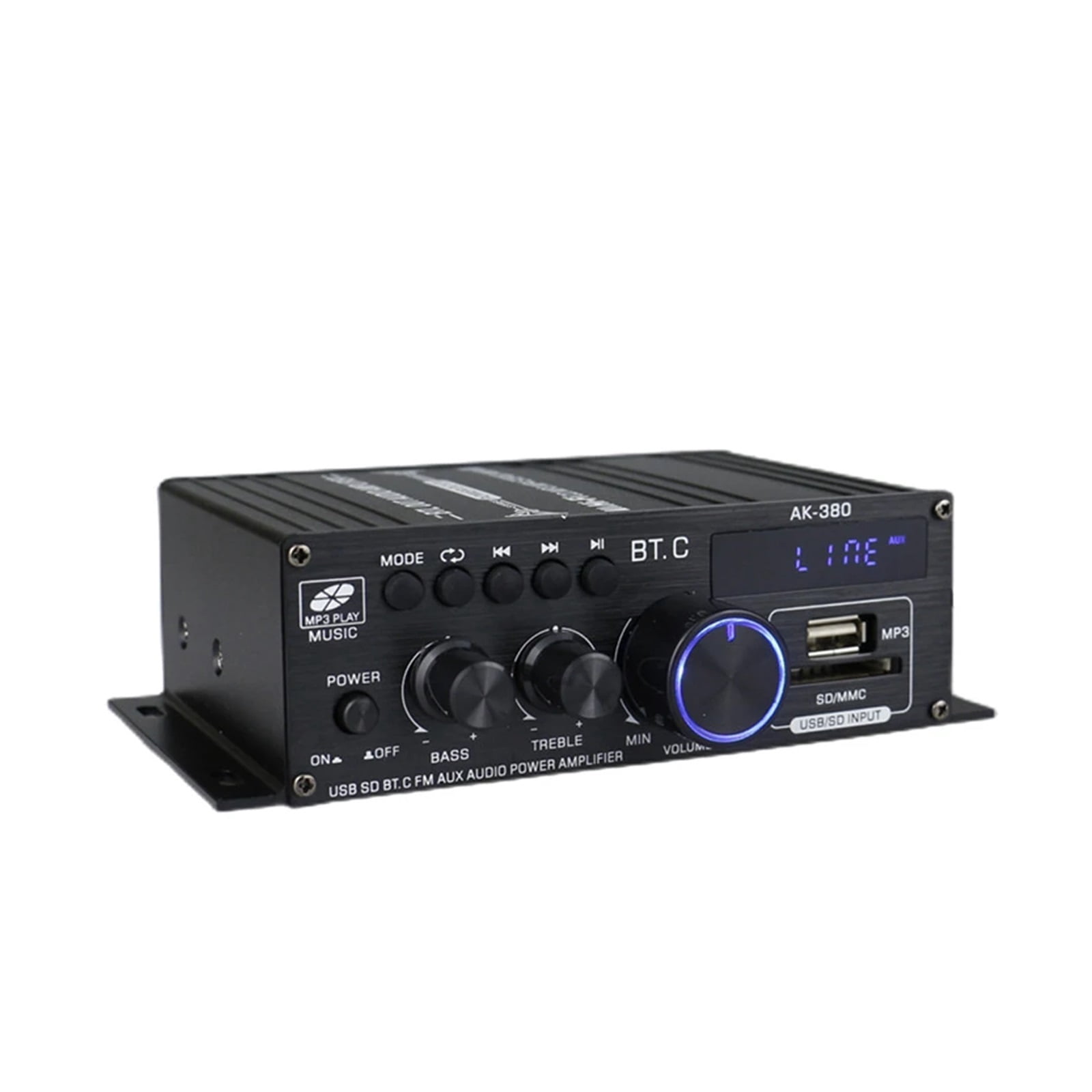 AK380 HiFi Sound Amplifier Bluetooth 5.0 400W + 400W Power Amplifier Class D BASS Stereo Amp Speaker Support Home/Car