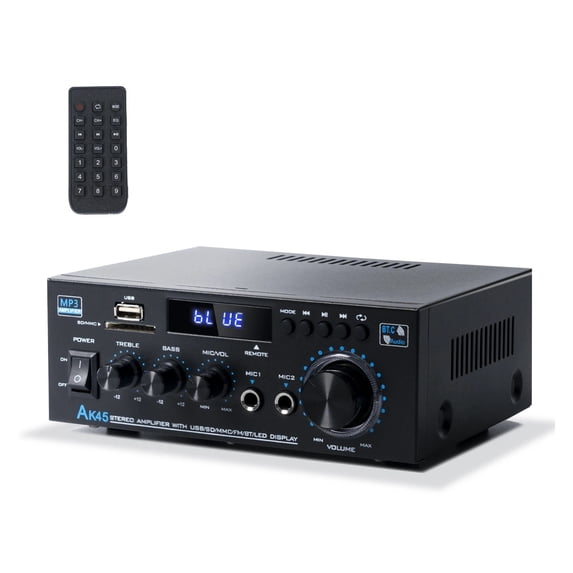 AK45 Bluetooth Amplifier 300Wx2 2 Channel Stereo Receiver With USB/SD/RCA/MIC/FM Home AMP For Passive Speakers