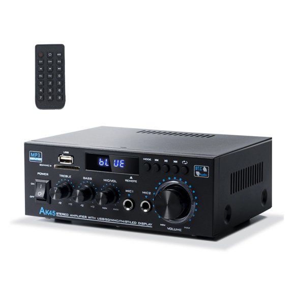 AK45 Bluetooth Amplifier 300Wx2 2 Channel Stereo Receiver With USB/SD/RCA/MIC/FM Home AMP For Passive Speakers