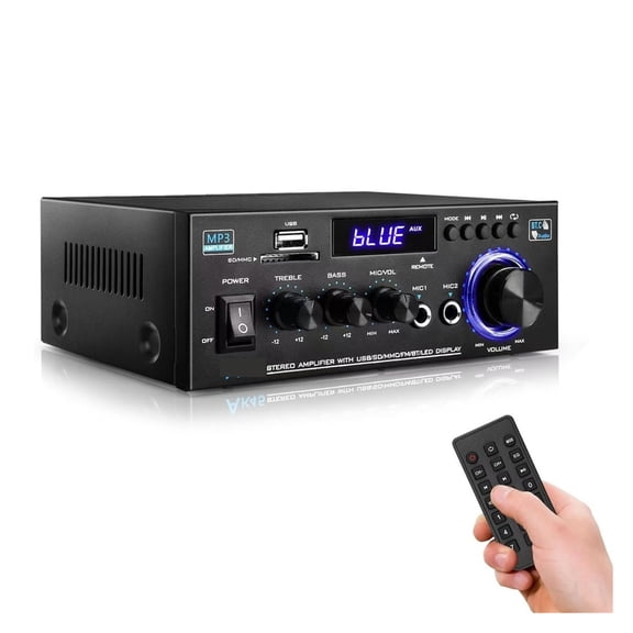 AK45 Home Power Amplifier HiFi Digital Bluetooth Amplifier MP3 Channel 2.0 Sound Power AMP Stereo ,Bass & Treble Control