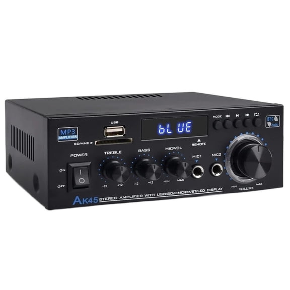 AK45 Power Amplifier HiFi Stereo Amplifier Channel 2.0 Max Power 90Wx2 AMP for Home Theater Car Amp De ,Low Profile Design
