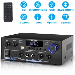AK55 Stereo Audio Amplifier,500W Home 2 Channel Wireless Bluetooth 5.0 Power Amplifier System with FM, Echo, AUX, USB, SD, MIC, Optical & Coaxial Inputs, AMP for Passive Speakers and Active subwoofer