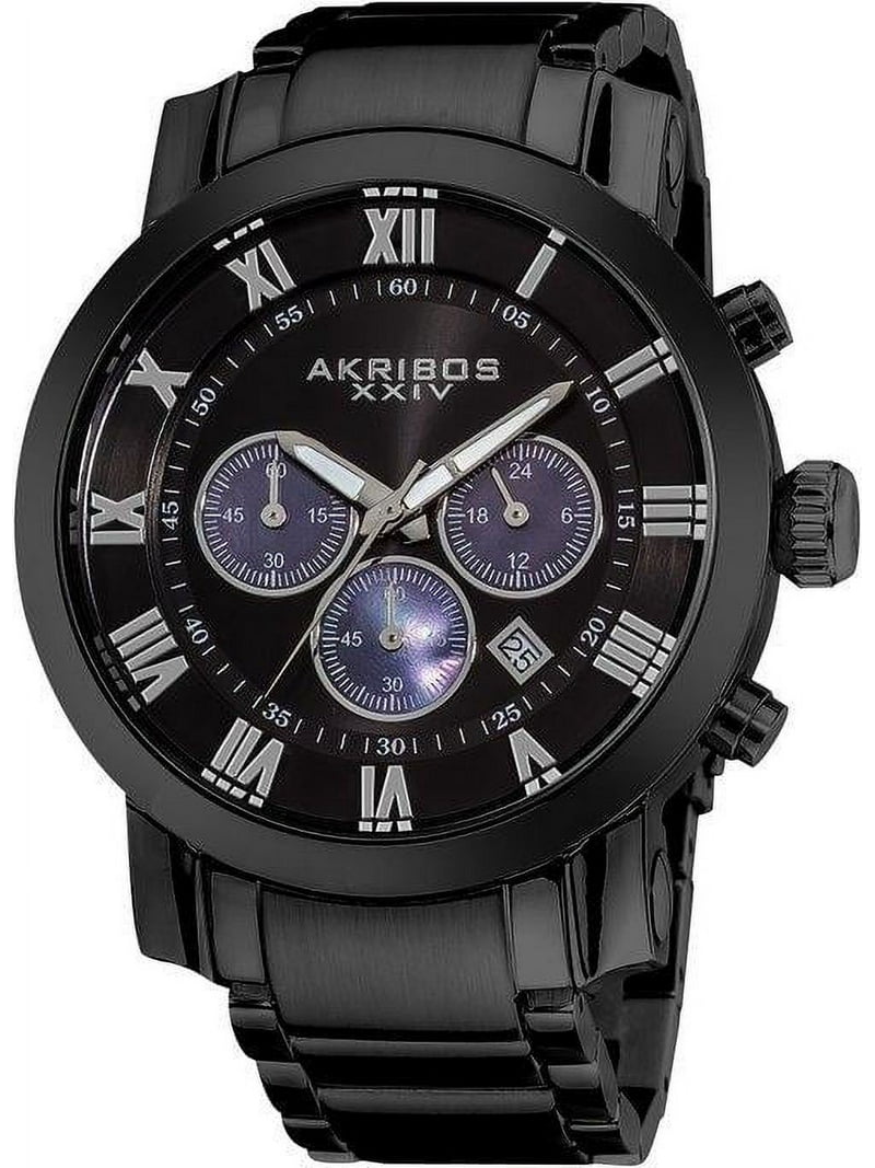 AK622BK Chronograph Date GMT Roman Numerals Black Mens Watch
