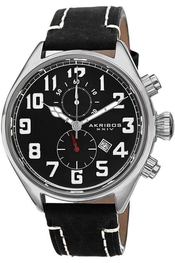 AK706SSB Chronograph Date Luminous Markers Leather Strap Mens Watch