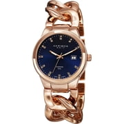 AK759RGBU Swiss Quartz Date Blue Diamond Dial Rosetone Womens Watch