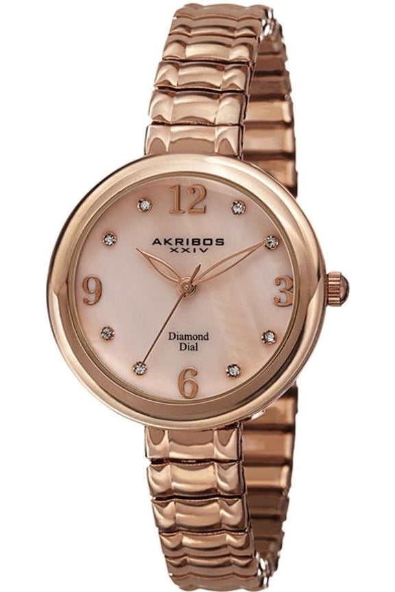 AK765RG Diamond and Numeral Markers MOP Dial Rosetone Womens Watch