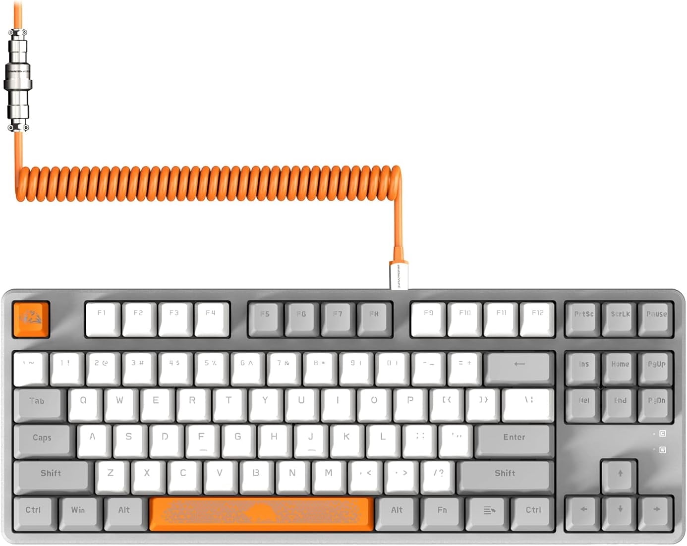 AK873 Gaming Keyboard,Chroma RGB Backlit,Hot-Swappable Linear Red Switch,PBT Keycap,75% TKL Layout,Ergonomic Mechanical Keyboard with Custom Coiled USB/Type-C Aviation Cable(Orange Gray)