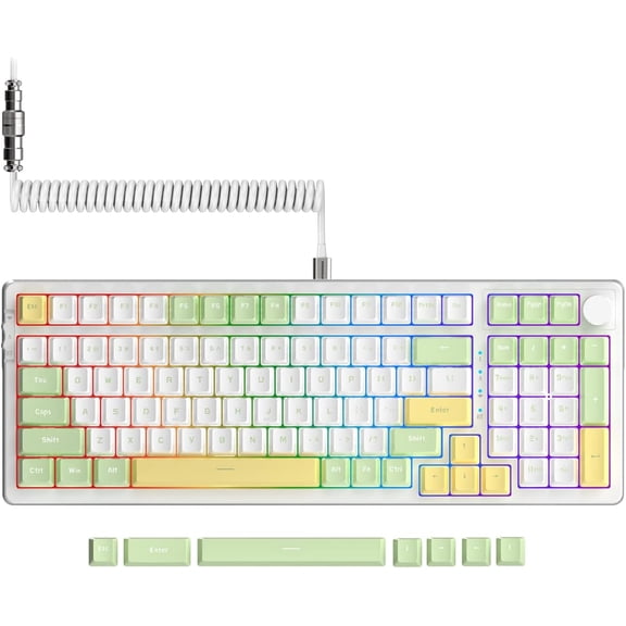 AK992 Gasket Wireless Mechanical Keyboard,2.4G/BT5.0/Wired,MDA PBT Keycaps,Blue Switch RGB Hot Swap