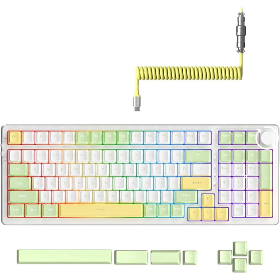 AK992 Gasket Wireless Mechanical Keyboard,2.4G/BT5.0/Wired,MDA PBT Keycaps,Brown Switch RGB Hot Swap