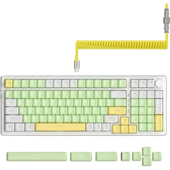 AK992 Gasket Wireless Mechanical Keyboard,2.4G/BT5.0/Wired,MDA PBT Keycaps,Red Switch RGB Hot Swap