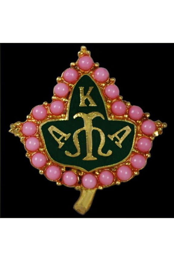 AKA 1"T Pink Pearls Lapel Pin In Gold
