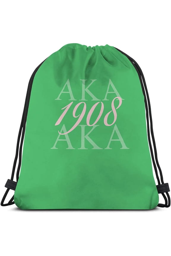 AKA 1908 Drawstring Bags Backpack Bag As Known As Abbreviation Cool Design Art  Hop Style Green  Color Abstract  Gym Sack Drawstring Bag String Bag Yoga Bag for Men Women