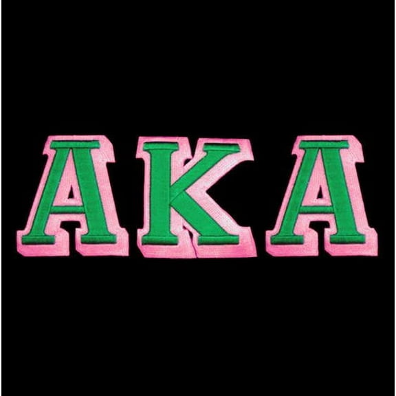 AKA 3 1/2" Green/Pink Letters Emblem W/Heat Seal Backing
