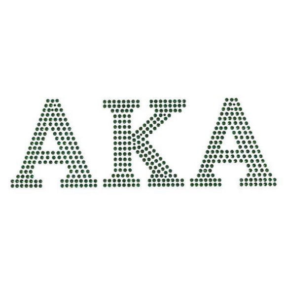 AKA Green Block Letters Studstone Heat Transfer - 7 1/4W X 2 1/2"T"