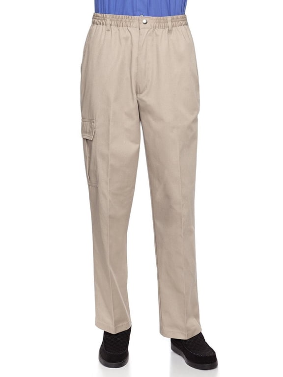 AKA Men's Full Elastic Waist Twill Casual Pant