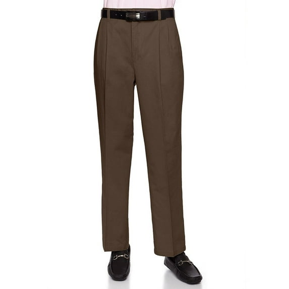 AKA Men's Pleat-Front Traditonal Fit Cotton Twill Pants