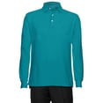 thumbnail image 1 of AKA Men's Solid Polo Shirt Classic Fit - Pique Chambray Collar Comfortable Quality Aqua-Long Sleeve Medium, 1 of 4