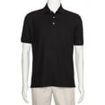 thumbnail image 1 of AKA Men's Solid Polo Shirt Classic Fit - Pique Chambray Collar Comfortable Quality Black-PKT Medium, 1 of 3