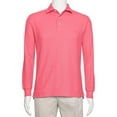 thumbnail image 1 of AKA Men's Solid Polo Shirt Classic Fit - Pique Chambray Collar Comfortable Quality Coral-Long Sleeve Medium, 1 of 4