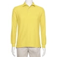 thumbnail image 1 of AKA Men's Solid Polo Shirt Classic Fit - Pique Chambray Collar Comfortable Quality Dark Yellow-Long Sleeve 2X, 1 of 4