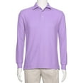 thumbnail image 1 of AKA Men's Solid Polo Shirt Classic Fit - Pique Chambray Collar Comfortable Quality Lavender-Long Sleeve Large, 1 of 4