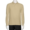 thumbnail image 1 of AKA Men's Solid Polo Shirt Classic Fit - Pique Chambray Collar Comfortable Quality Sand-Long Sleeve 2X, 1 of 4