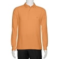 thumbnail image 1 of AKA Men's Solid Polo Shirt Classic Fit - Pique Chambray Collar Comfortable Quality Tangerine-Long Sleeve Small, 1 of 3
