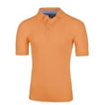 thumbnail image 1 of AKA Men's Solid Polo Shirt Classic Fit - Pique Chambray Collar Comfortable Quality Tangerine Small, 1 of 3
