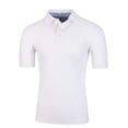 thumbnail image 1 of AKA Men's Solid Polo Shirt Classic Fit - Pique Chambray Collar Comfortable Quality White-PKT Small, 1 of 3