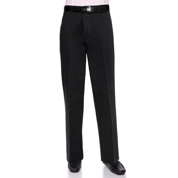 AKA Men's Work Pants Cotton Twill - Skinny Fit Slacks Flat-Front Black 28 XS -Short
