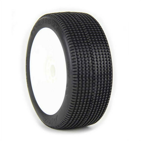 AKA PRODUCTS INC. 1/8 Double Down Soft Evo Whl Mnt WhiteBx AKA14019XRW RC Tire