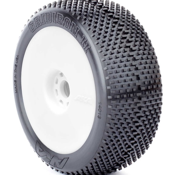 AKA PRODUCTS INC. 18 Buggy GRIDIRON II Spr Sft LW EVO Mntd Wht AKA14013QRW RC Tire