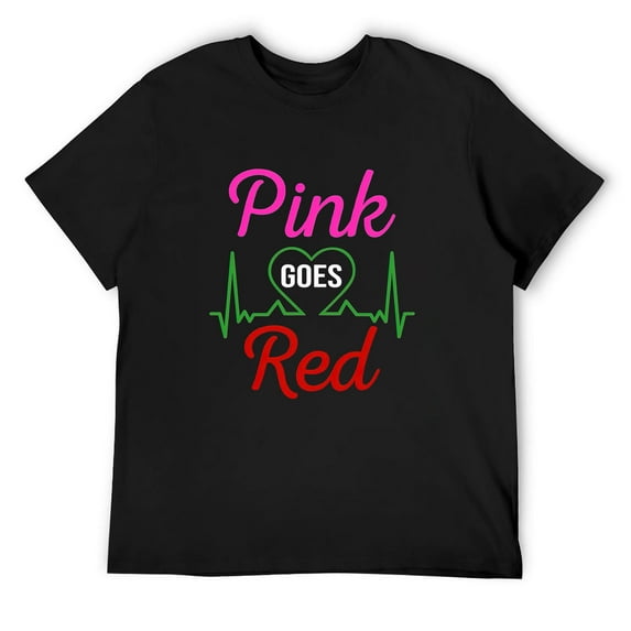 AKA Pink Goes Red For Men Heart Health Awareness Sweatshirt Black Small