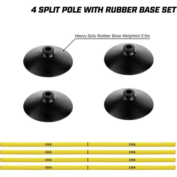 AKA SPORTS 4 x 1m Agility Training Poles with Rubber Base for Soccer and Field