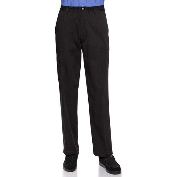 AKA Wrinkle Free Men's Full Elastic Waist Twill Casual Pant Black X-Large