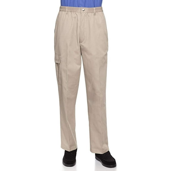 AKA Wrinkle Free Men's Full Elastic Waist Twill Casual Pant Khaki 4X