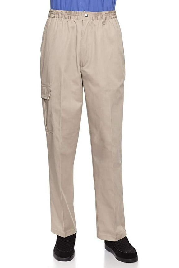 AKA Wrinkle Free Men's Full Elastic Waist Twill Casual Pant Khaki 4X