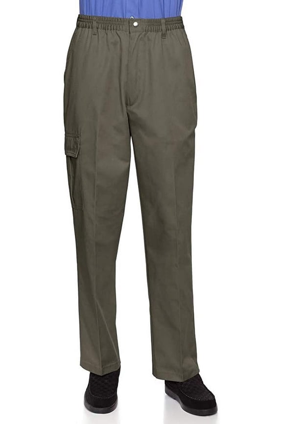 AKA Wrinkle Free Men's Full Elastic Waist Twill Casual Pant Olive 3X
