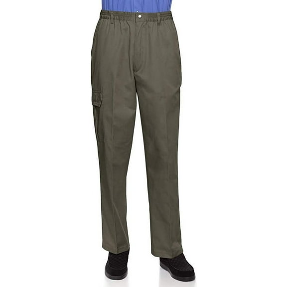 AKA Wrinkle Free Men's Full Elastic Waist Twill Casual Pant Olive 3X