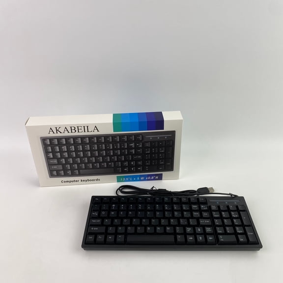 AKABEILA Computer keyboards,Ultra-Slim Compact USB Wired Keyboard for Mac and PC,Windows 10/8 / 7 / Vista/XP ,13.5"Lx5" W x 0.8"H (Black)