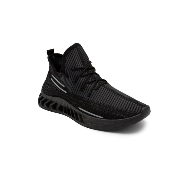 AKADEMIKS Men's Fit 2.0 Knit Jogger Sneakers, Breathable Running Shoes for Athletic and Casual Wear - Black/Grey, Size 10
