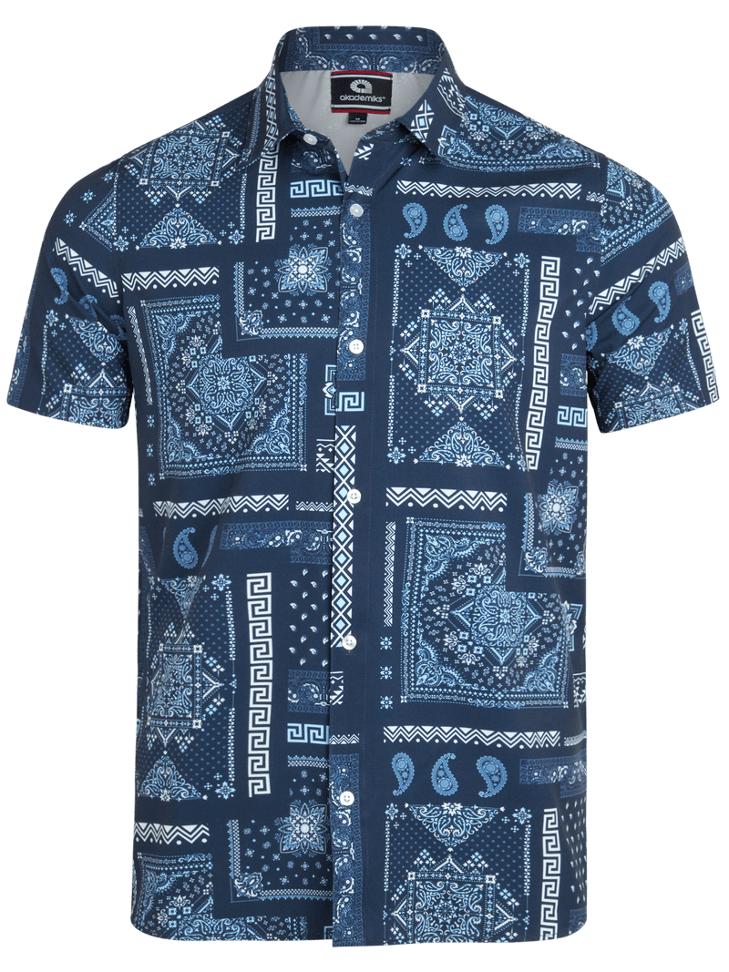 AKADEMIKS Men's Shirt Dry Fit Performance Short Sleeve Button