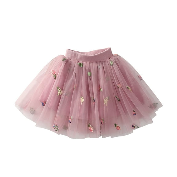 AKAFMK Baby Girl's Rainbows Tutu Skirt,Tulle Princess Ballet Dress,Toddler Girls Cute Party Dance Costume Solid Color Net Yarn Crimping Flowers Embroidery Tulle Skirt