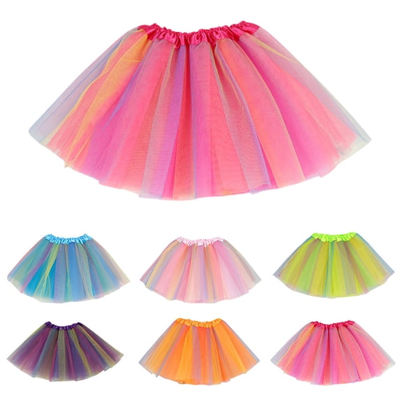 Akafmk Toddler Girls Rainbows Print Tutus Skirt Fluffys Tulles Princess Half Skirt Kids Ruffle Tulles Party Skirt 2-8 Years