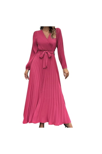 Neck Long Sleeves Belted Maxi Dress Neck Long Sleeves Belted Maxi Dress