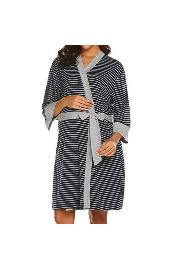 Maternity Robes Sale,Lightweight Robes for Maternity,Women's Stripe Matching Maternity And Postpartum Clothing Maternity Robes Postpartum Home Nursing Clothes