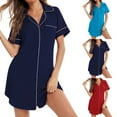 thumbnail image 1 of AKAFMK Nightgowns for Women,Womens Nightgown,Women's Summer Buckle Loose Casual Nightdress Shirt Collar Nightdress, 1 of 5