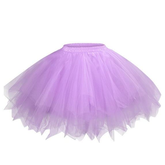 AKAFMK Rainbow Tutu Tulle Skirt Short Summer Skirt for Teen Girls Womens Layered Mesh Skirt Girls Colorful Halloween Costumes Tutu Purple